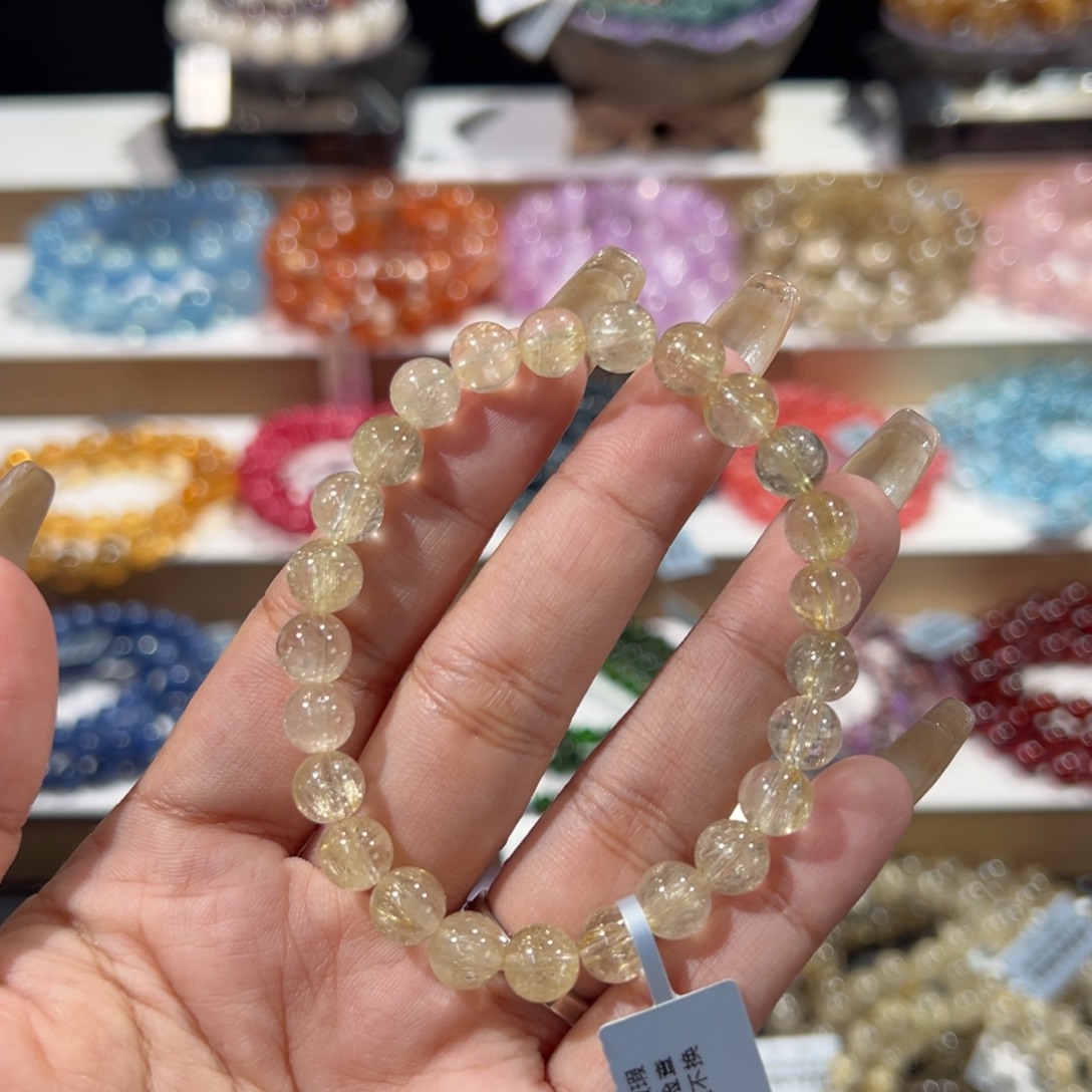 水晶未镶嵌手串宠粉福利金发晶8mm