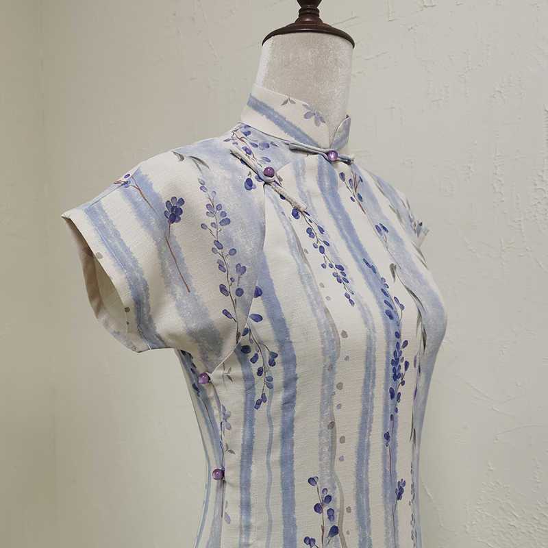 修身连衣裙春夏紫藤新中式年轻款百搭旗袍蔓日常2025古法新款复古