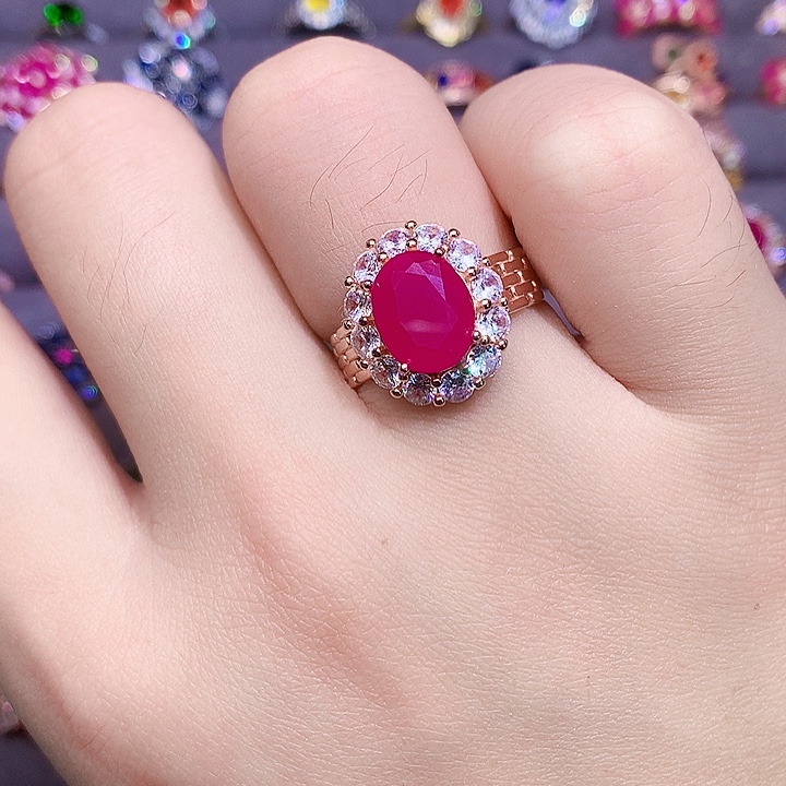 红宝石银S925镶嵌戒指