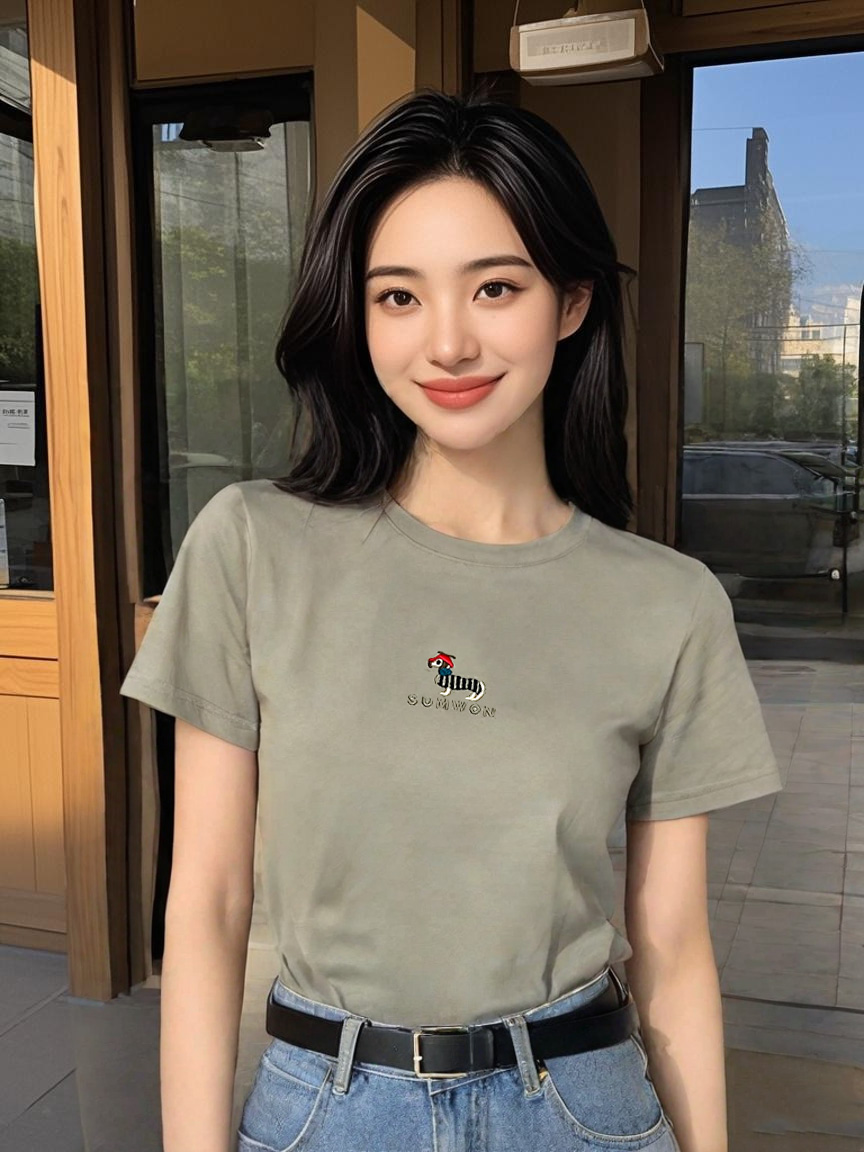 小狗  时尚减龄百搭短袖T恤女士简约设计感上衣休闲夏季71195#