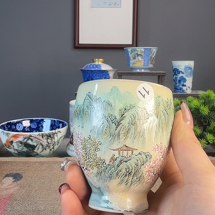 摆件景德柴烧多人茶杯