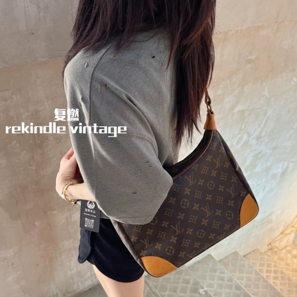 95新 LouisVuitton/路易威登 复燃精选/老花小号牛角单肩包