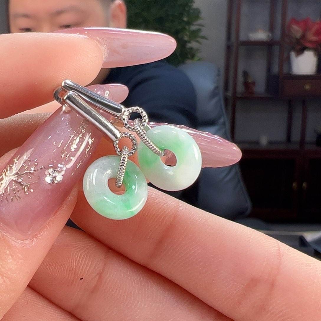 翡翠耳饰银S925镶嵌耳环11