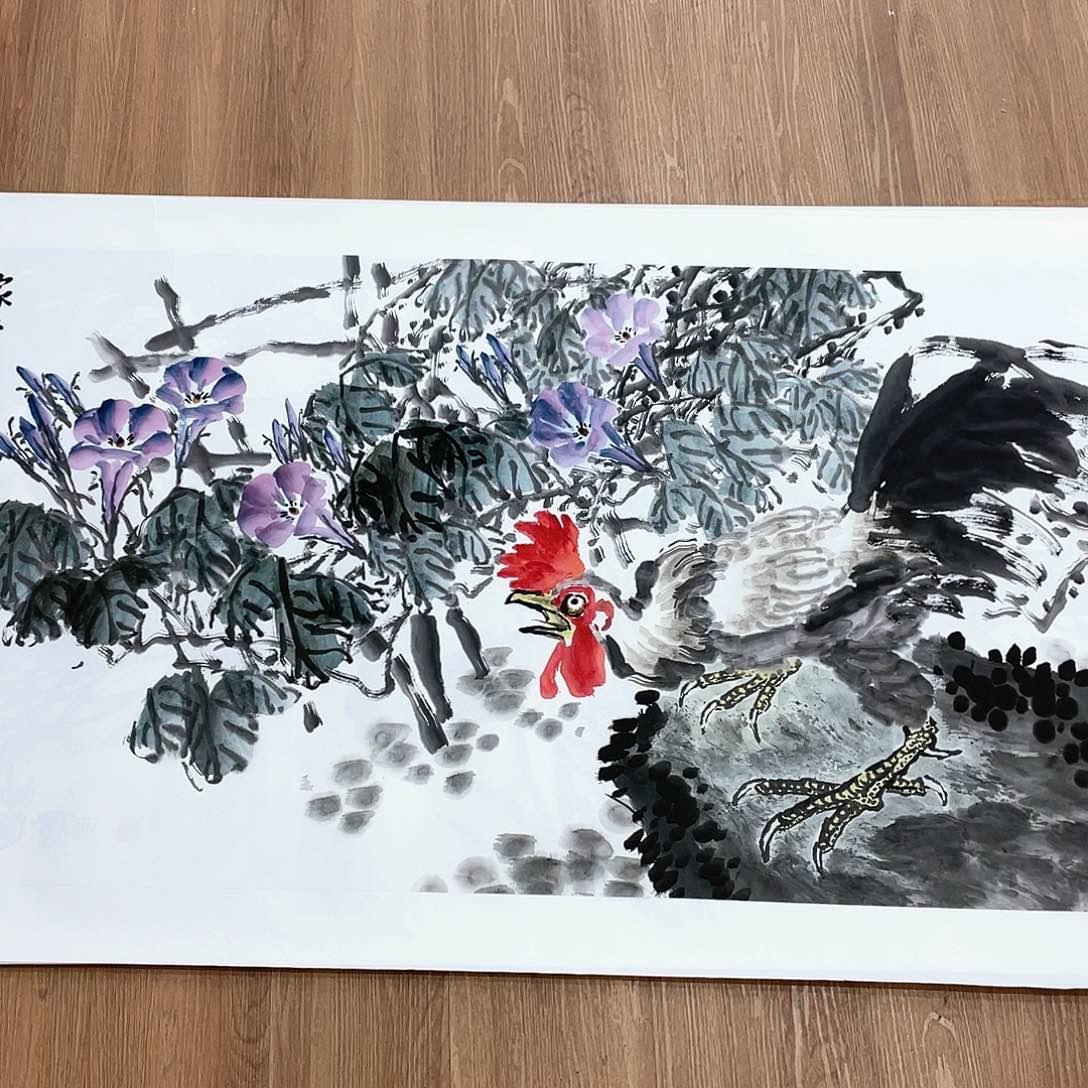 国画把门反锁门上一扇