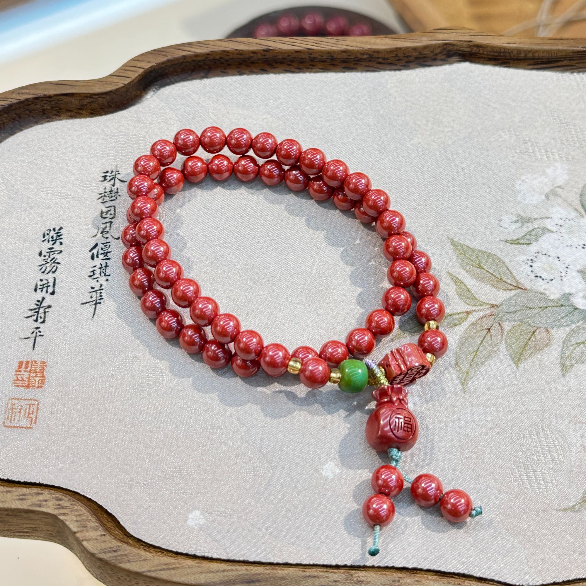 天然辰砂6+朱砂设计款手链手串绕手2圈多圈叠戴气质简约大气百搭