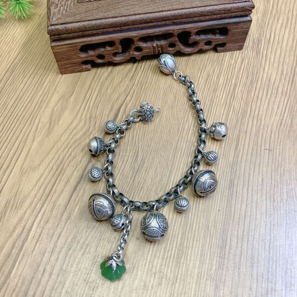 925银手链 英英手工錾刻制作银手链