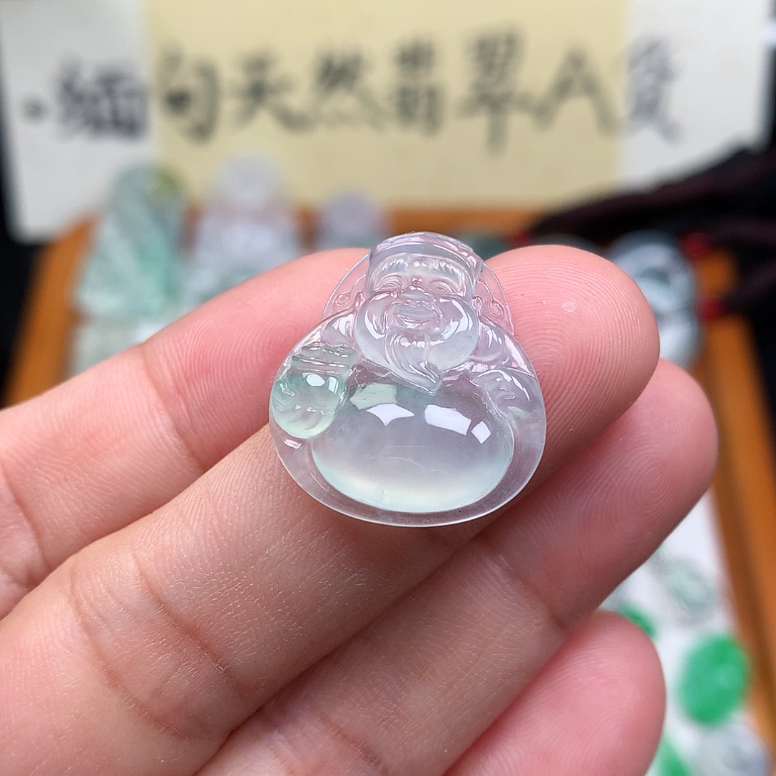 翡翠裸石缅甸天然A货翡翠冰种财神爷