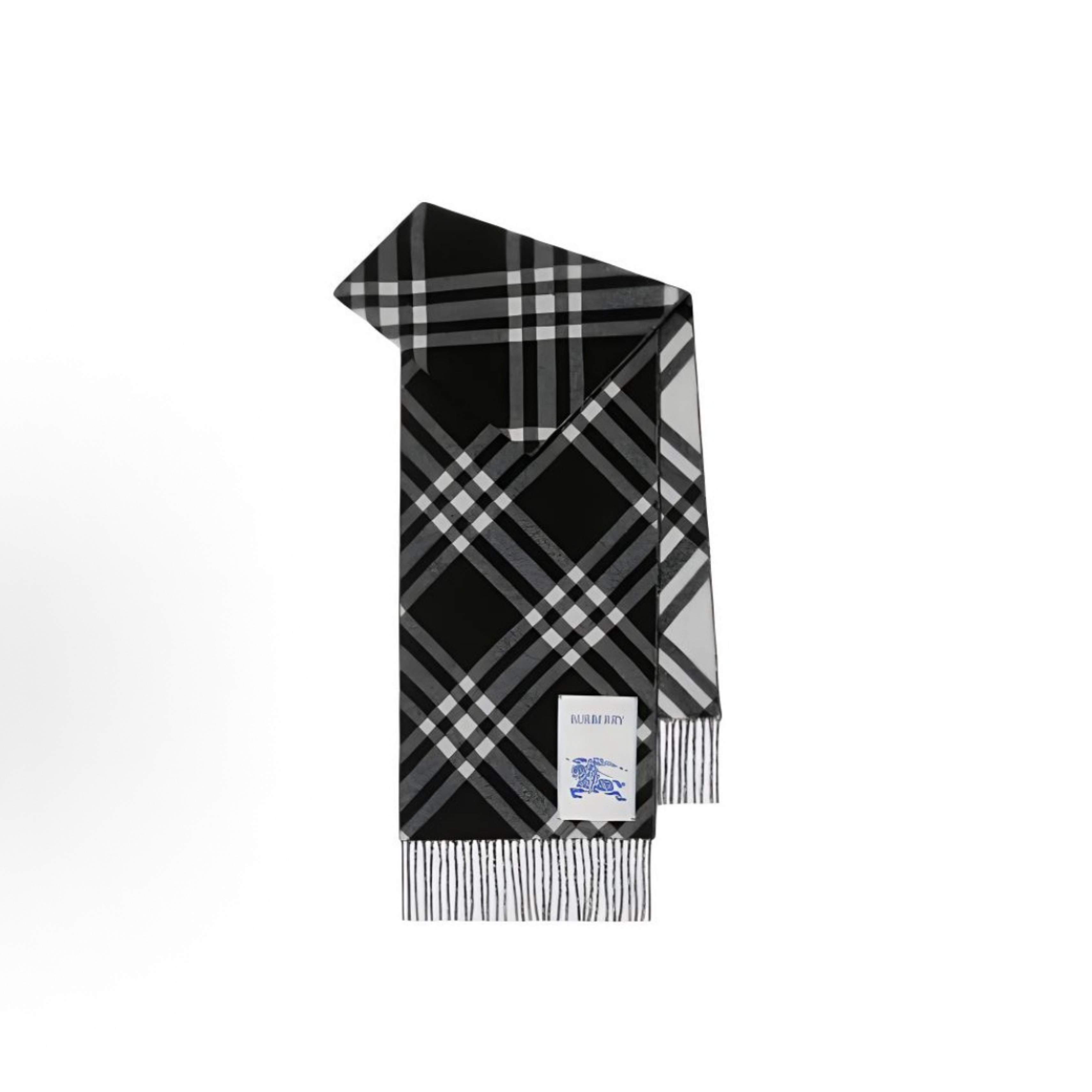 未使用 BURBERRY/博柏利 Logo标识羊绒围巾 男女同款 黑色