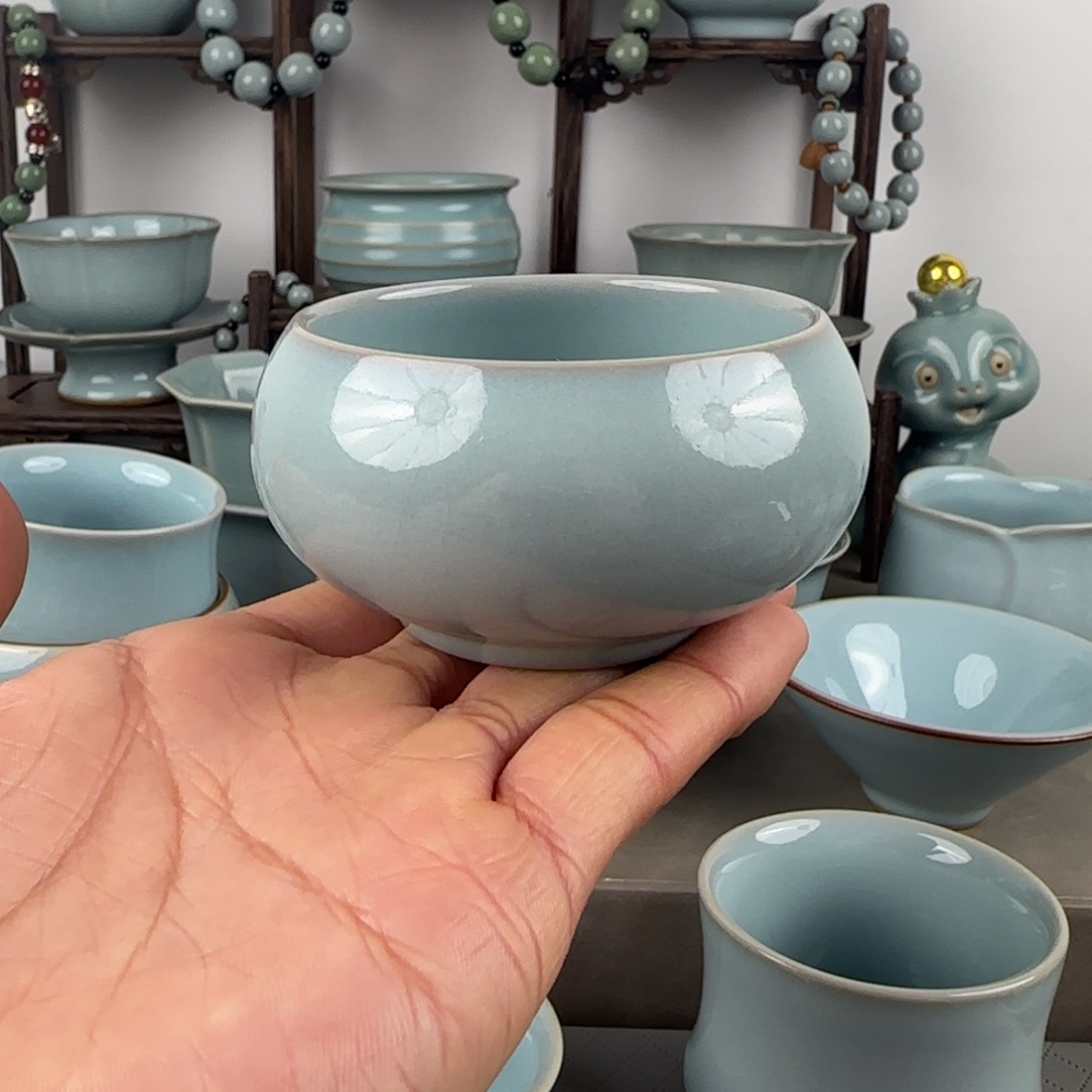 其他汝瓷罗汉杯支钉烧天青釉