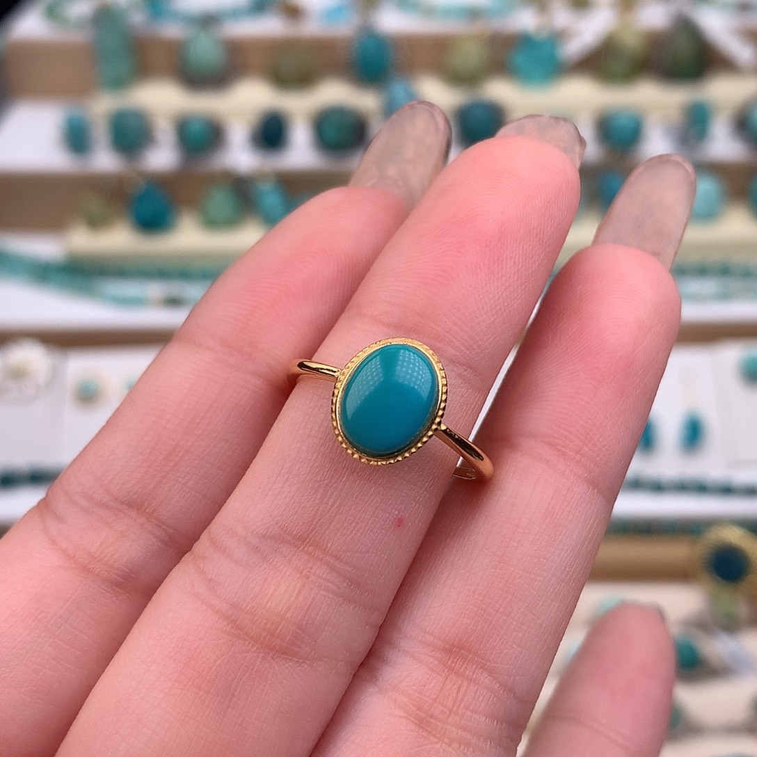 绿松石银S925镶嵌戒指