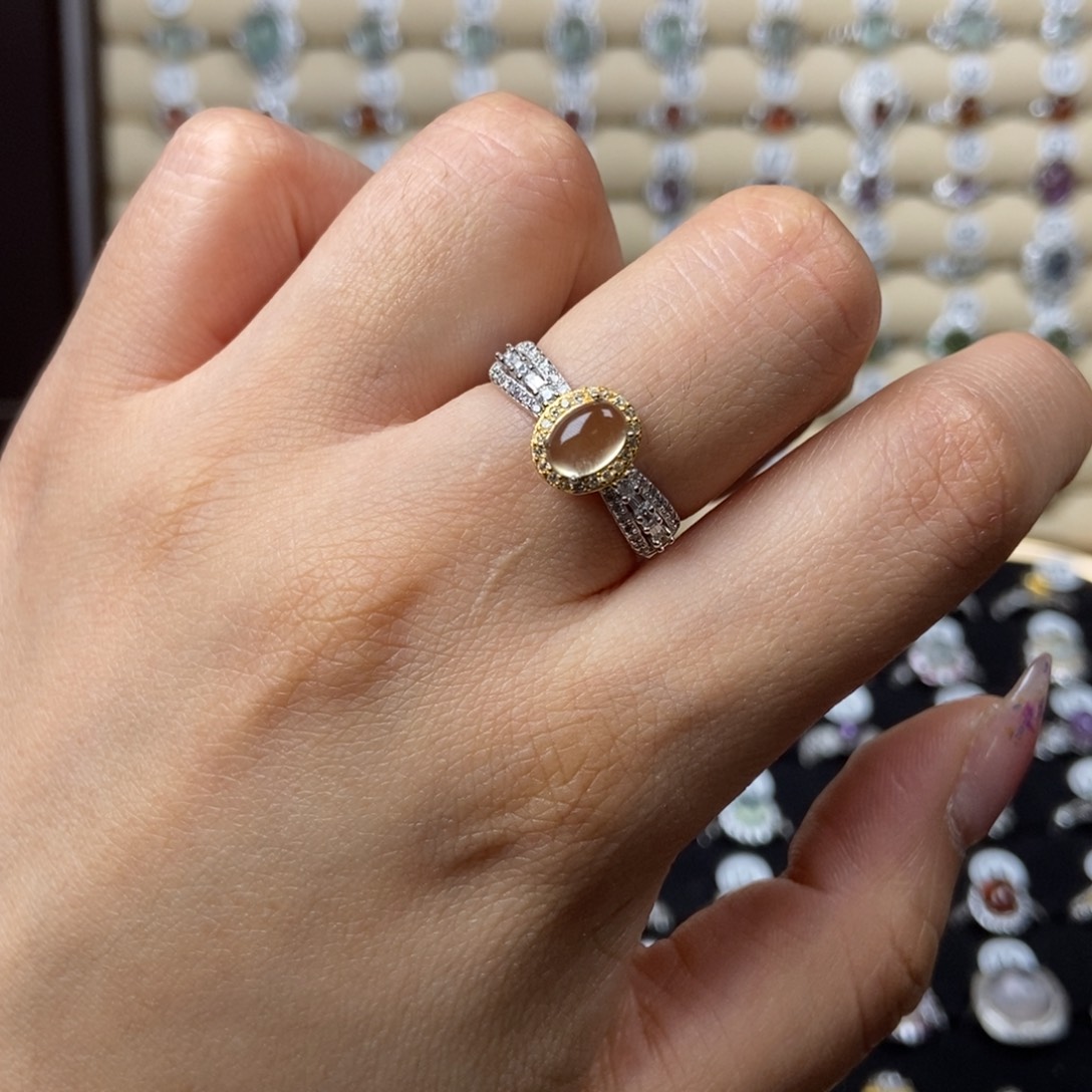 黄晶戒指银S925镶嵌w****_