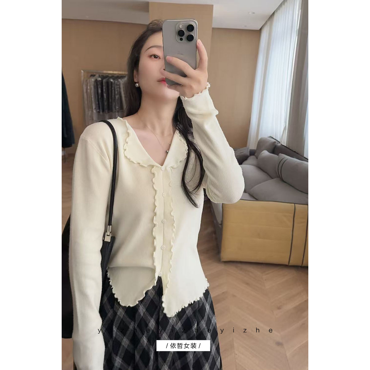 “”浓情可可“”木耳边毛衣2025气质短款宽松温柔秋冬法式