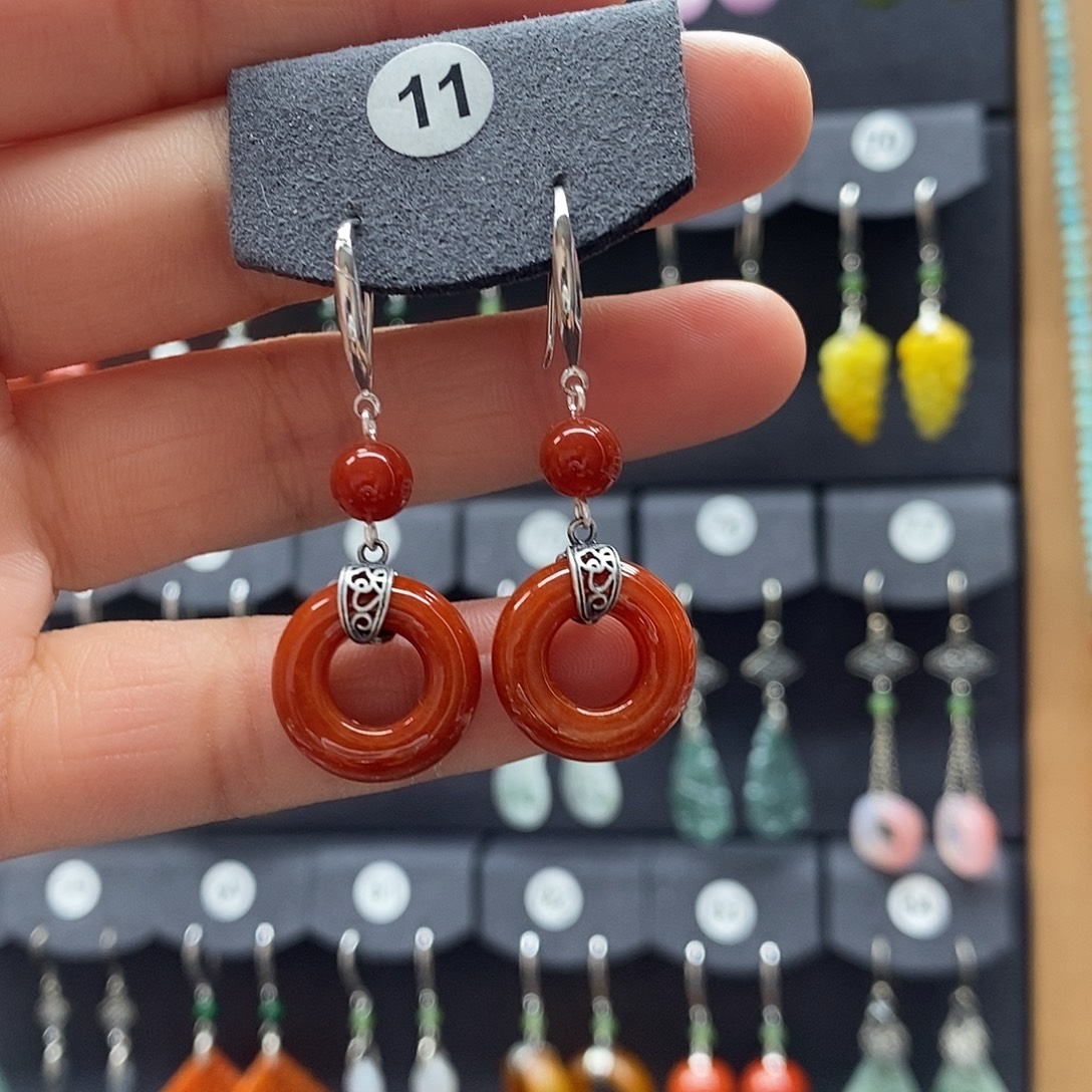 翡翠银S925镶嵌耳饰