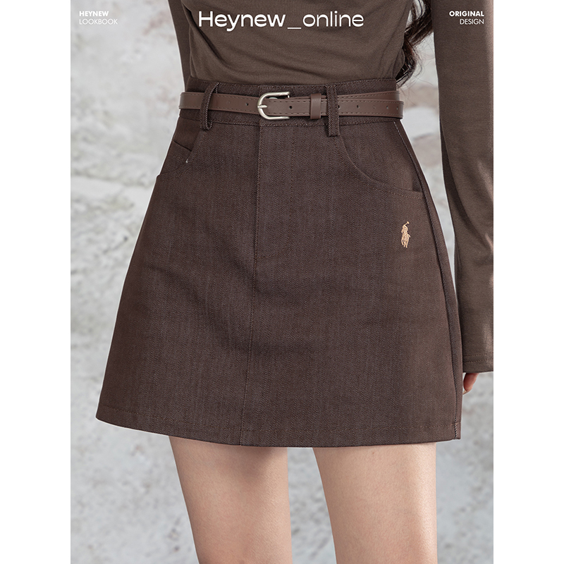 LOVEHEYNEW韩系简约高腰牛仔半身裙女小个子修身显腿长a字裙5Q185
