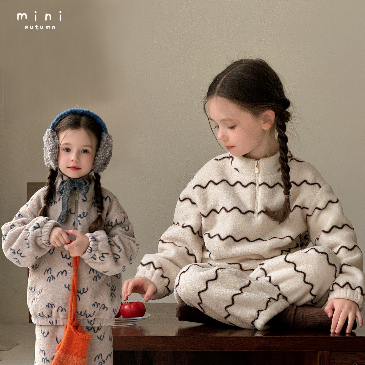 「MINI AUTUMN」【舒漫】恒温云女小童冬季居家服条纹睡衣套装BD53175