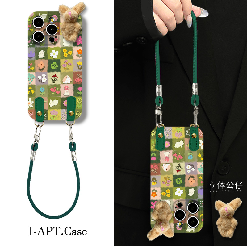 格子花草小兔菲林软壳适用iPhone苹果16手机壳华为oppo小米vi