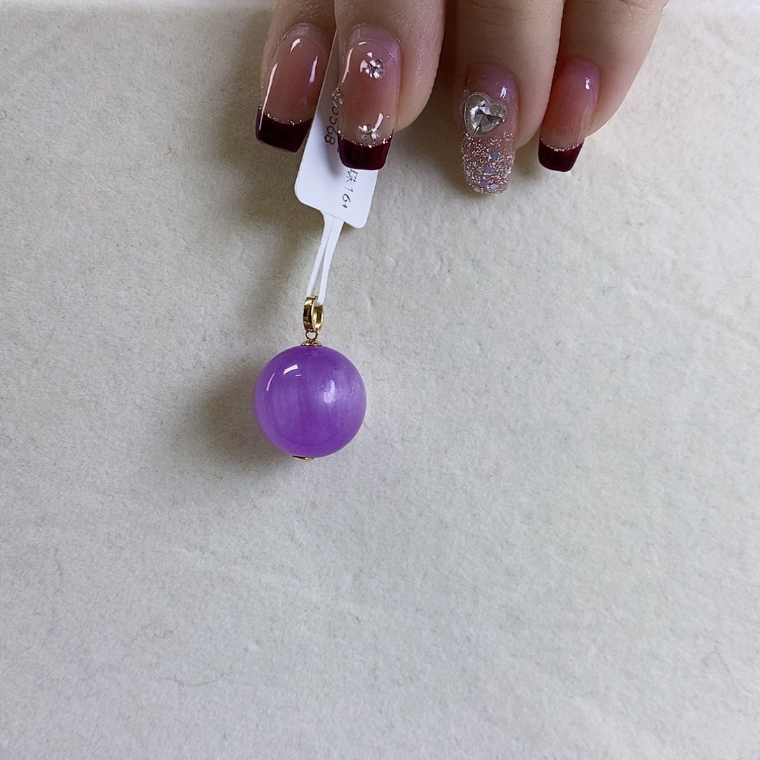 锂辉石18K紫锂辉高冰收藏级特级龙珠16+18K金镶嵌