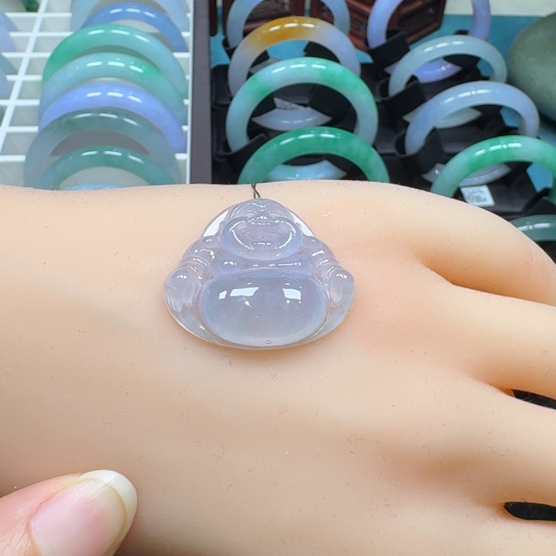 翡翠未镶嵌颈饰冰紫佛公