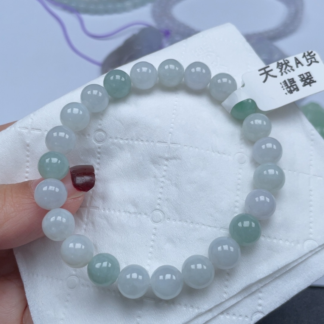 翡翠手链未镶嵌纯天然a货缅甸翡翠包邮7.8mm