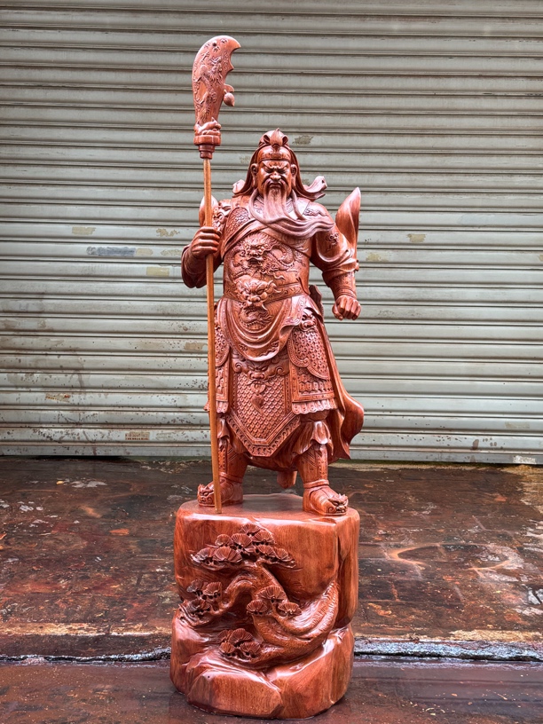 巴西花梨木关公1.7米高X 56宽X 46厚带刀高2.1米