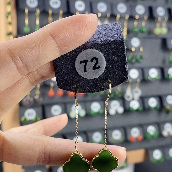 和田玉耳饰18K金镶嵌