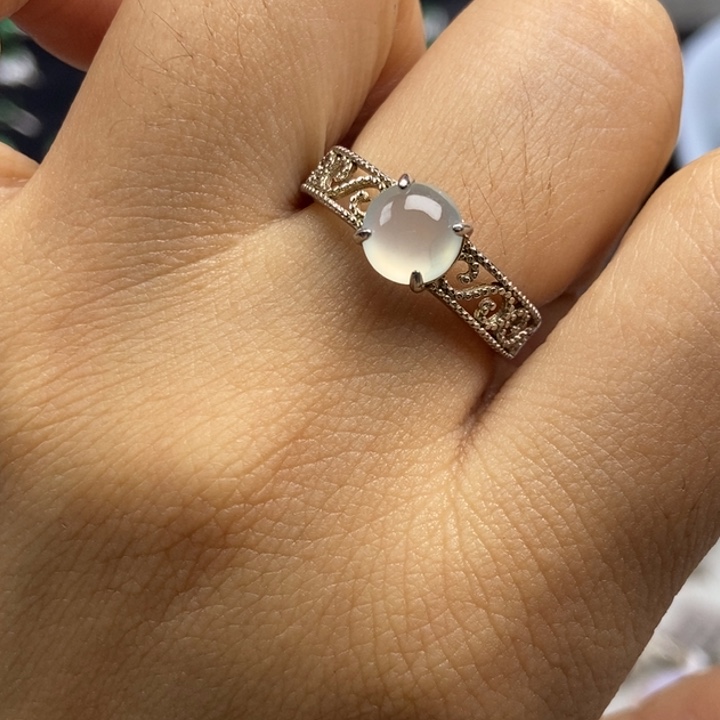 翡翠戒指银S925镶嵌戒指