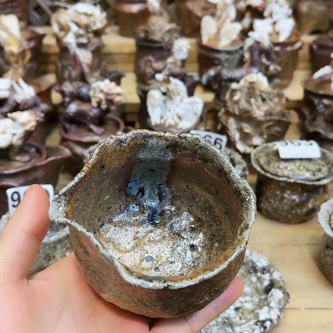 瓶柴烧粗陶手捏公道杯