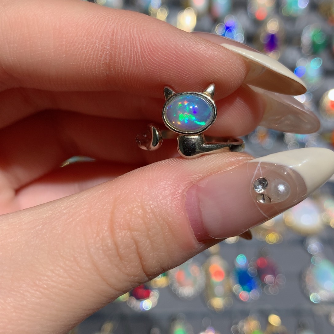 欧泊福利戒指w银S925镶嵌