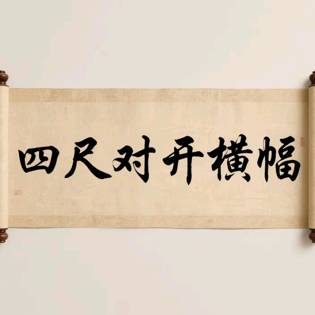 四尺对开横幅已装裱卷轴中式餐厅茶室书房装饰挂画定制