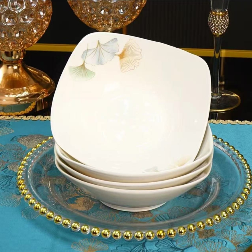 银杏叶元宝碗8英寸4个装 破损瑕疵联系客服免费补发