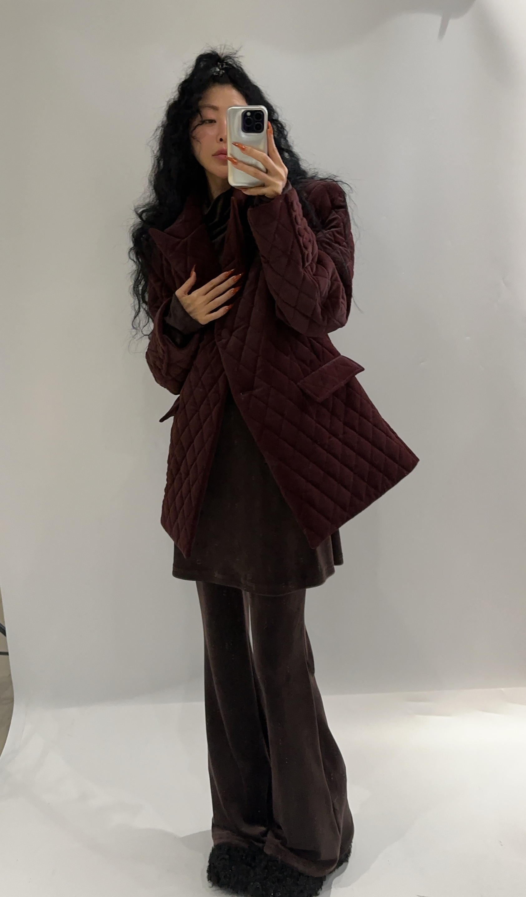 VIVISPLENDID21321#（定制福利款NO退NO换）收腰丝绒棉西装短外套