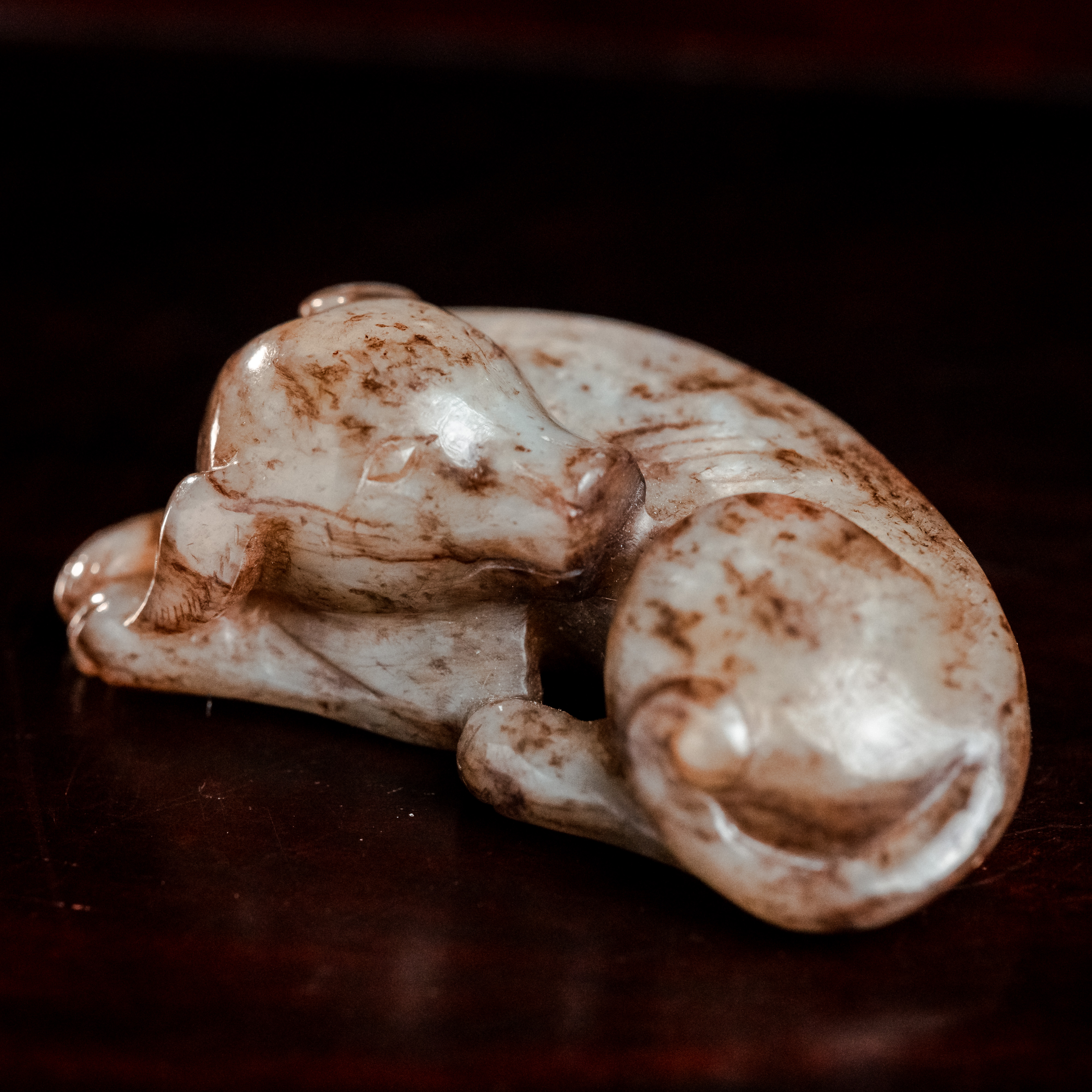 明代和田玉玉犬花件-CS