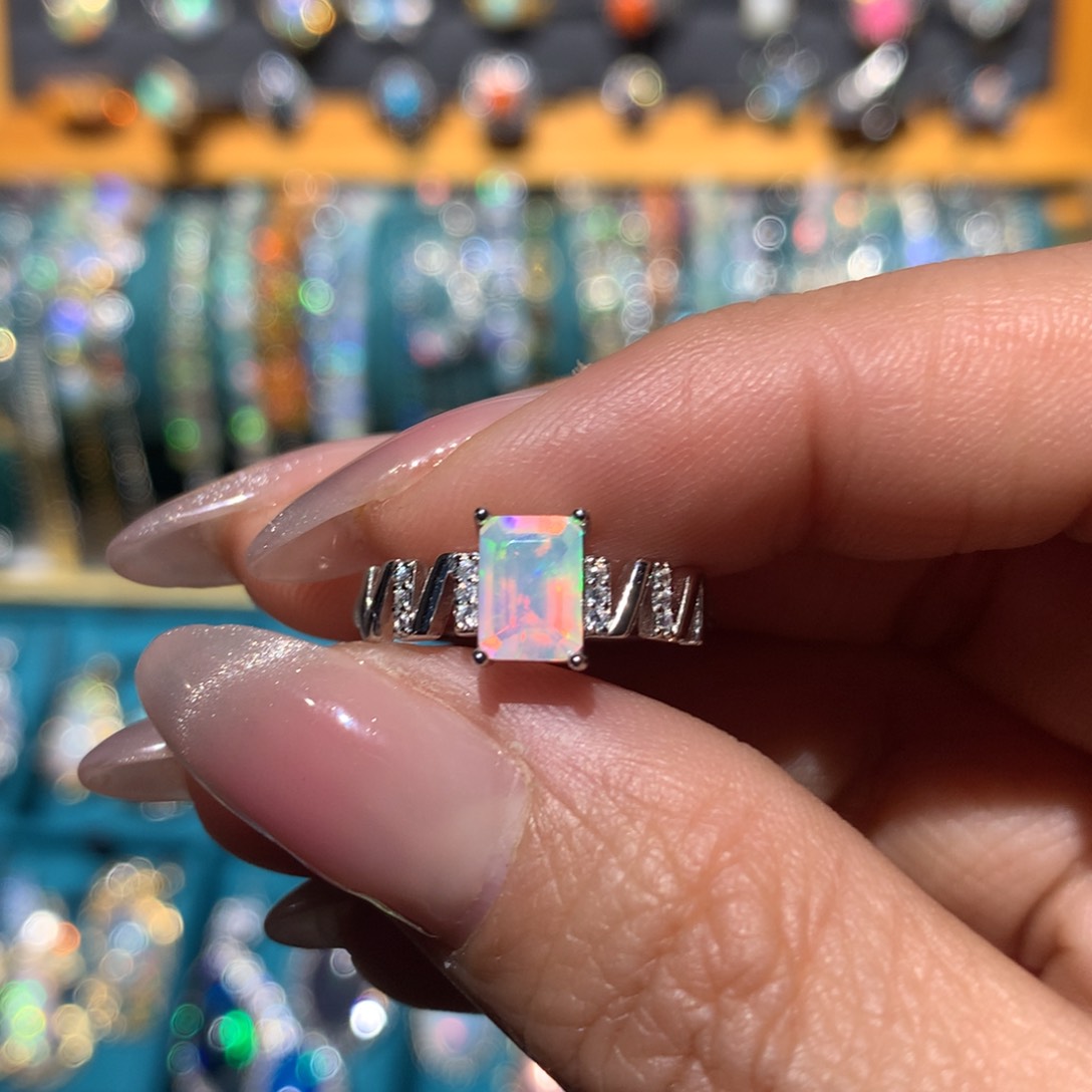 欧泊福利戒指银S925镶嵌