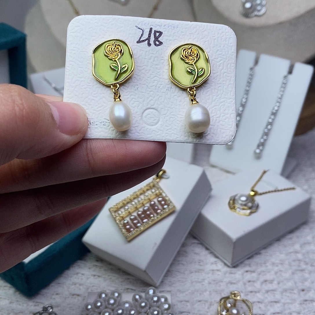 耳饰淡水珍珠银S925镶嵌