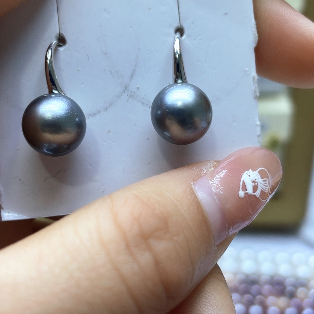 海水珍珠耳饰银S925镶嵌