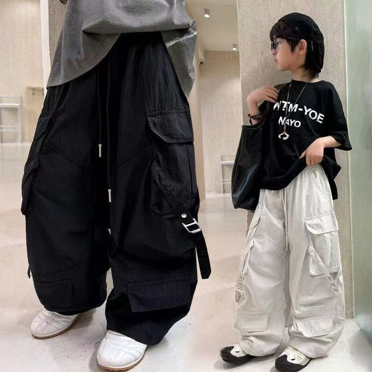 男童春秋款2025新款纯棉工装裤儿童帅气直筒裤男孩春秋街舞长裤