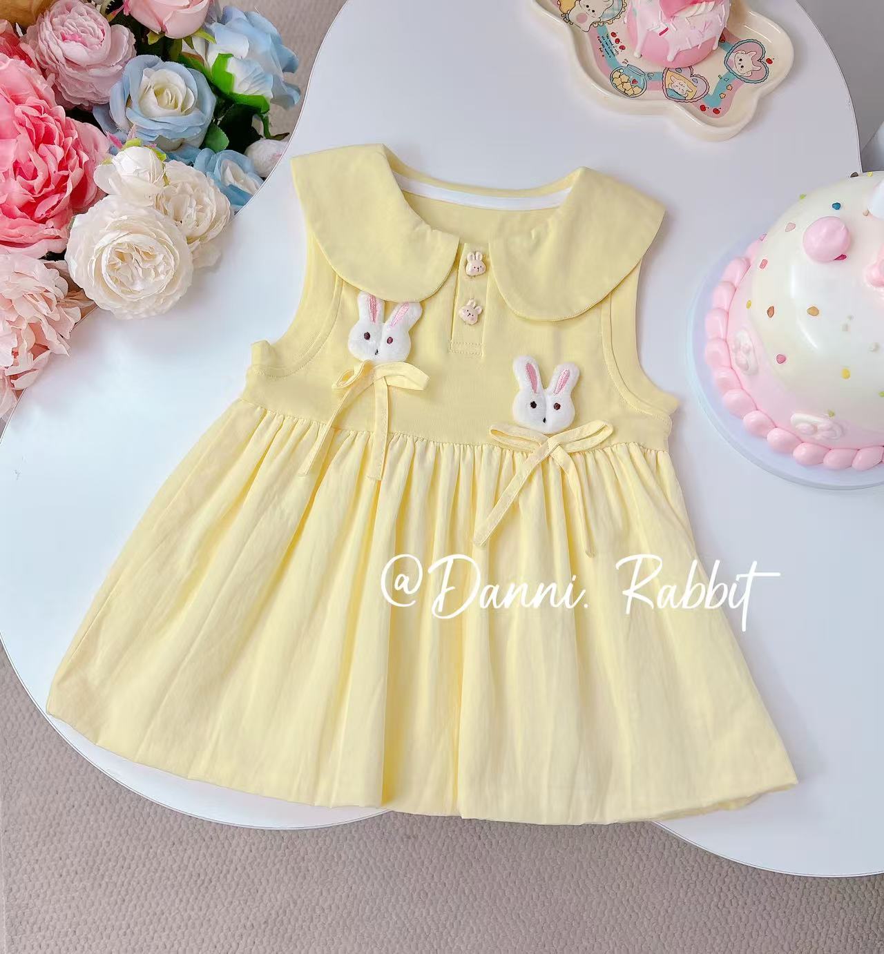 【Dannirabbit】小兔兔娃娃领纯色连衣裙 X-7623