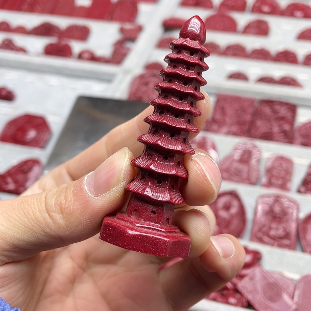 天然辰砂文昌塔摆件紫金砂