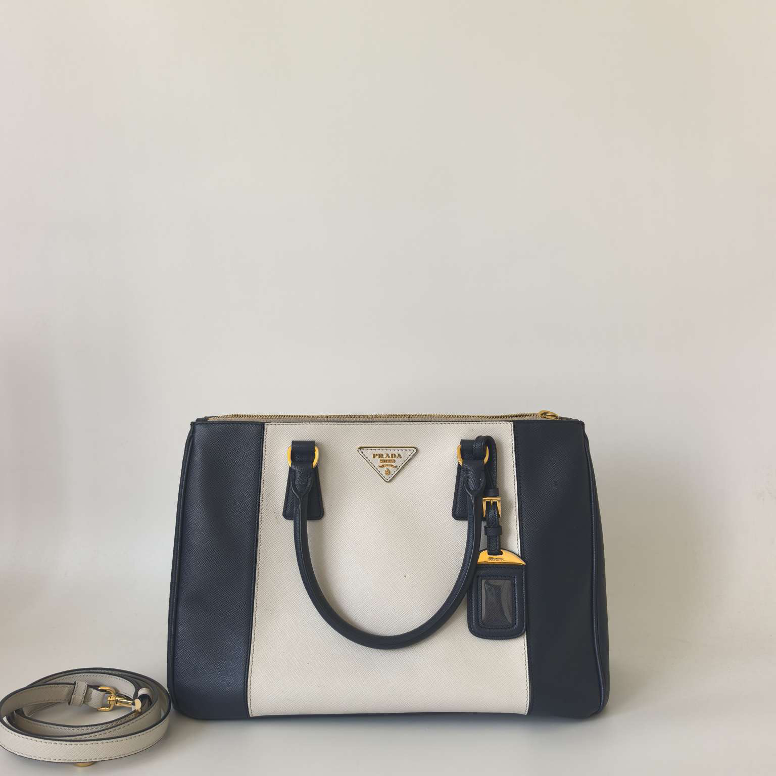 99新 Prada/普拉达 春夏双色系列拼色杀手包蓝*白 2844