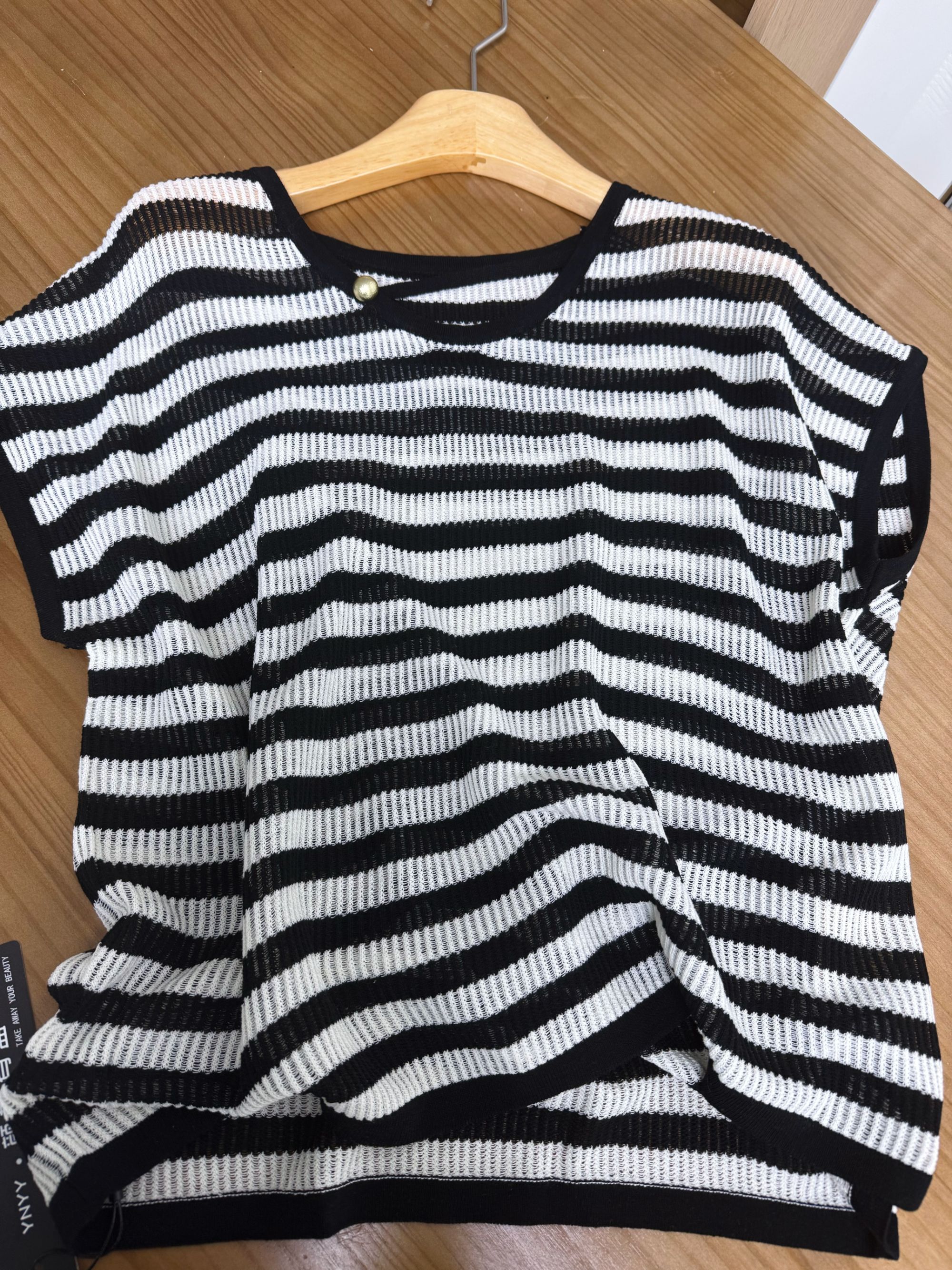 A-8 2A 188  夏季新品黑白条纹针织上衣