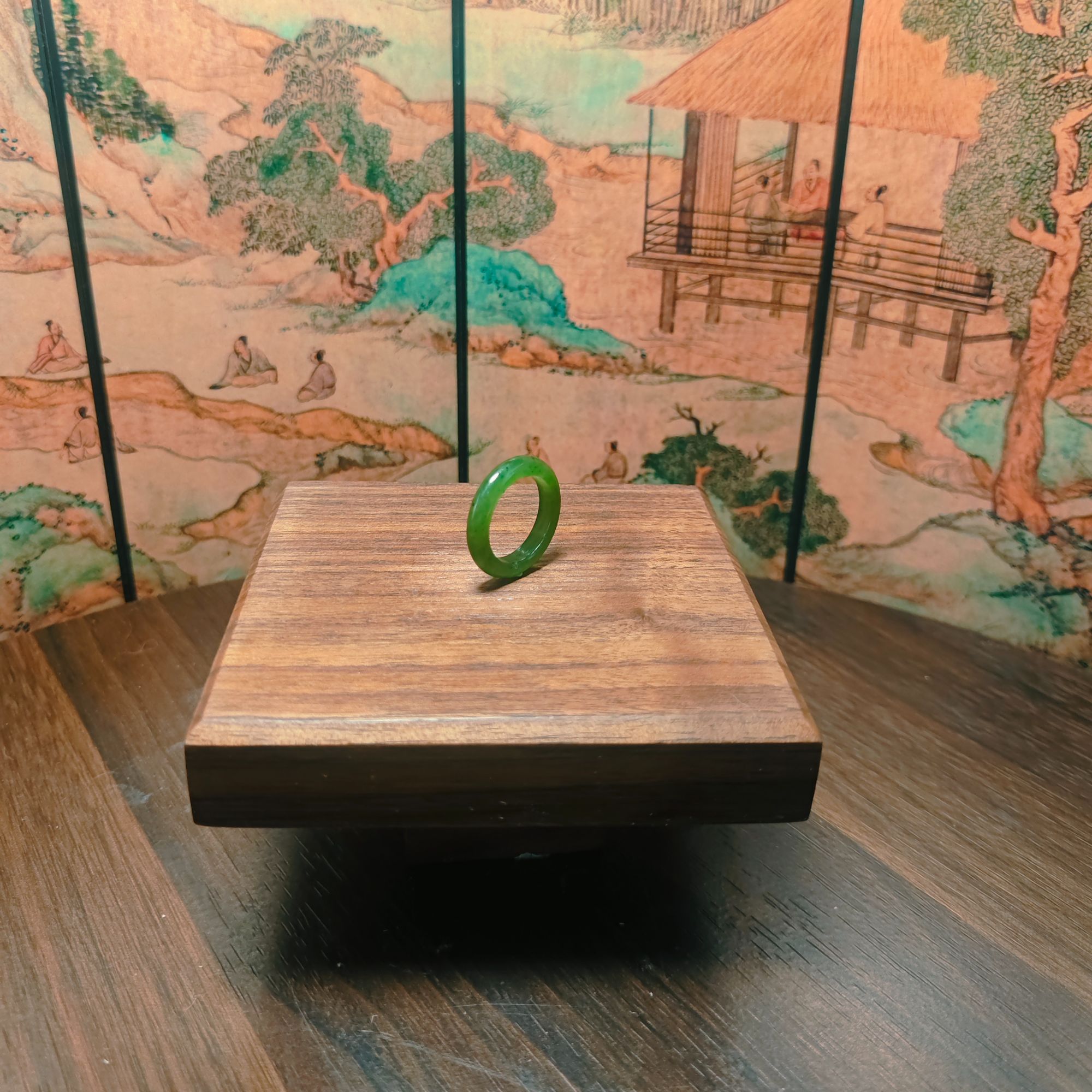 T和田玉碧玉戒圈（卡18）1839