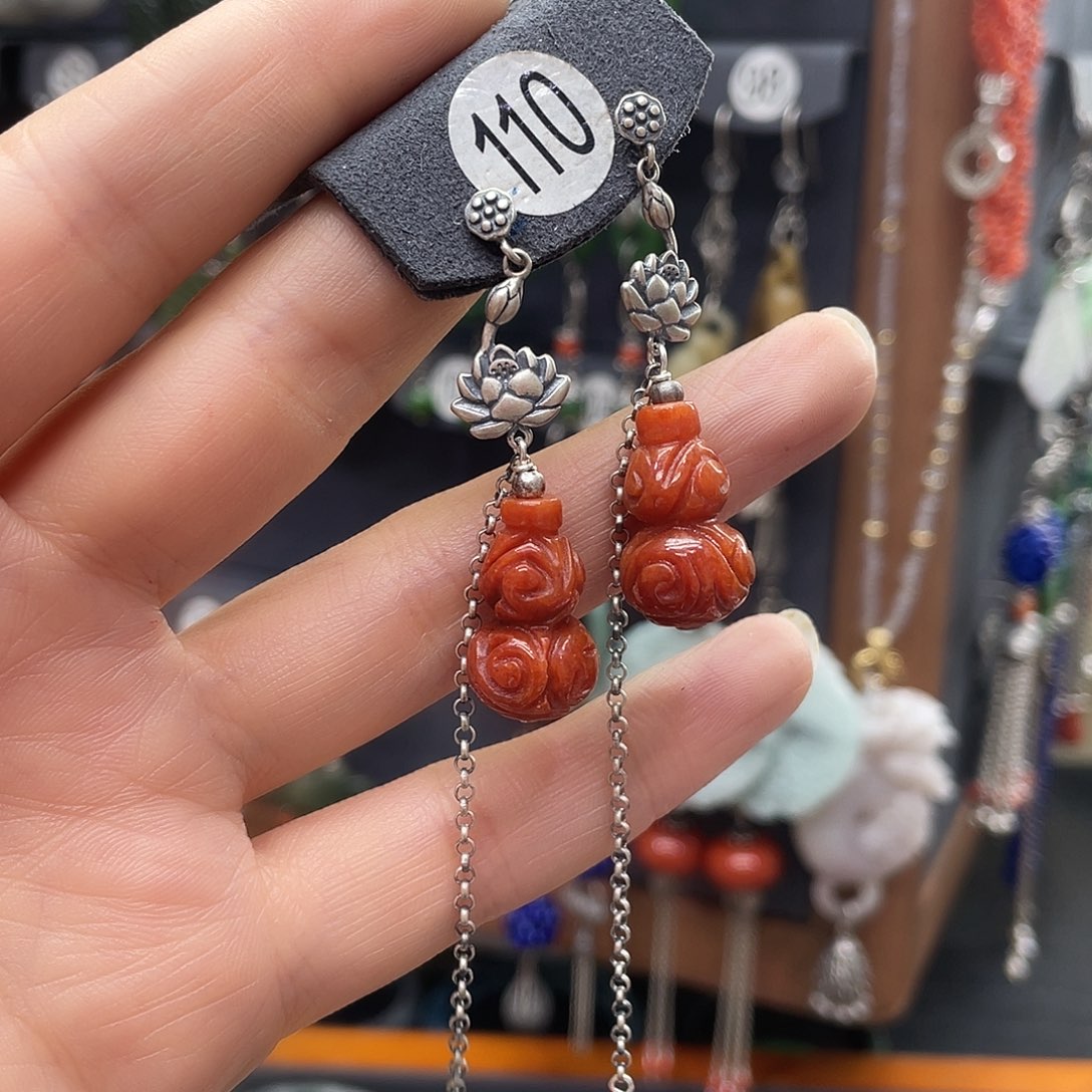 翡翠耳饰银S925镶嵌莫****人271yhjggg