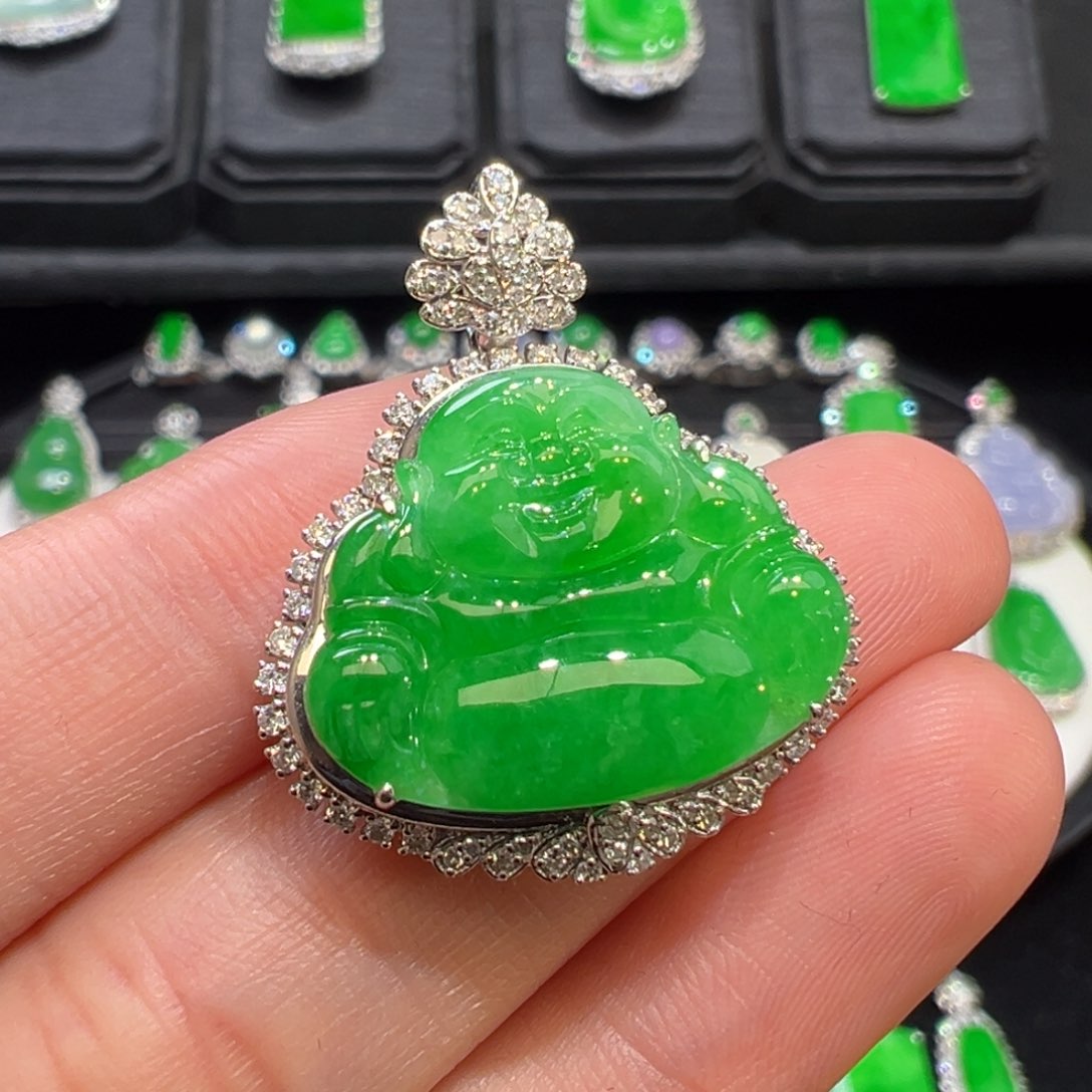 翡翠吊坠(不含链)18K金镶嵌收到货48小时鉴赏期