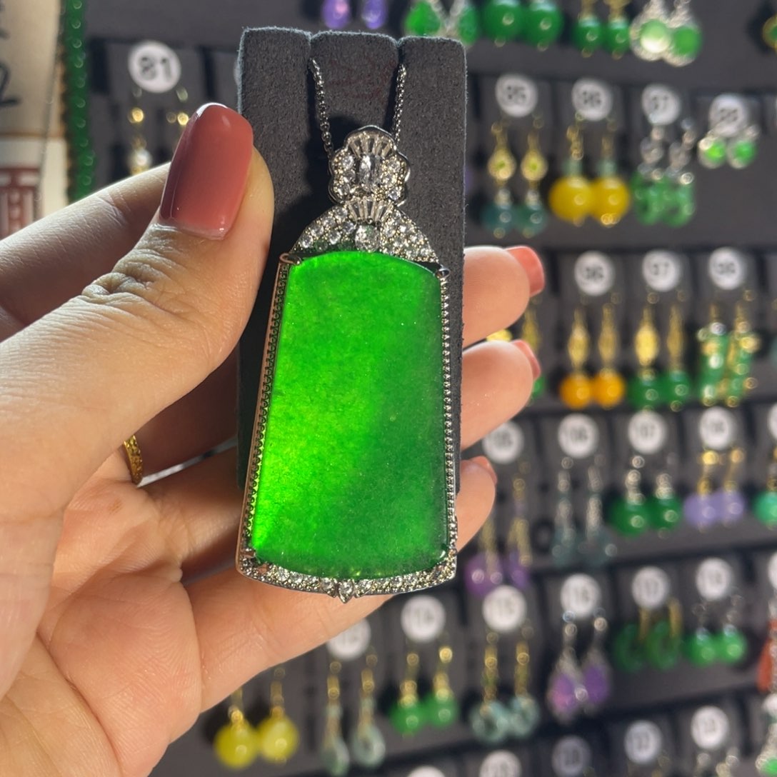 翡翠银S925镶嵌耳饰238