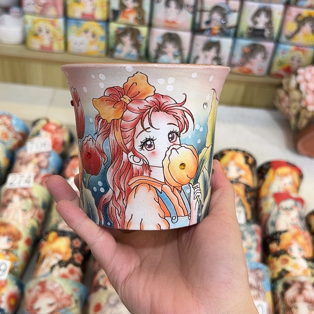 *****景德镇炫彩手绘口10.5高10
