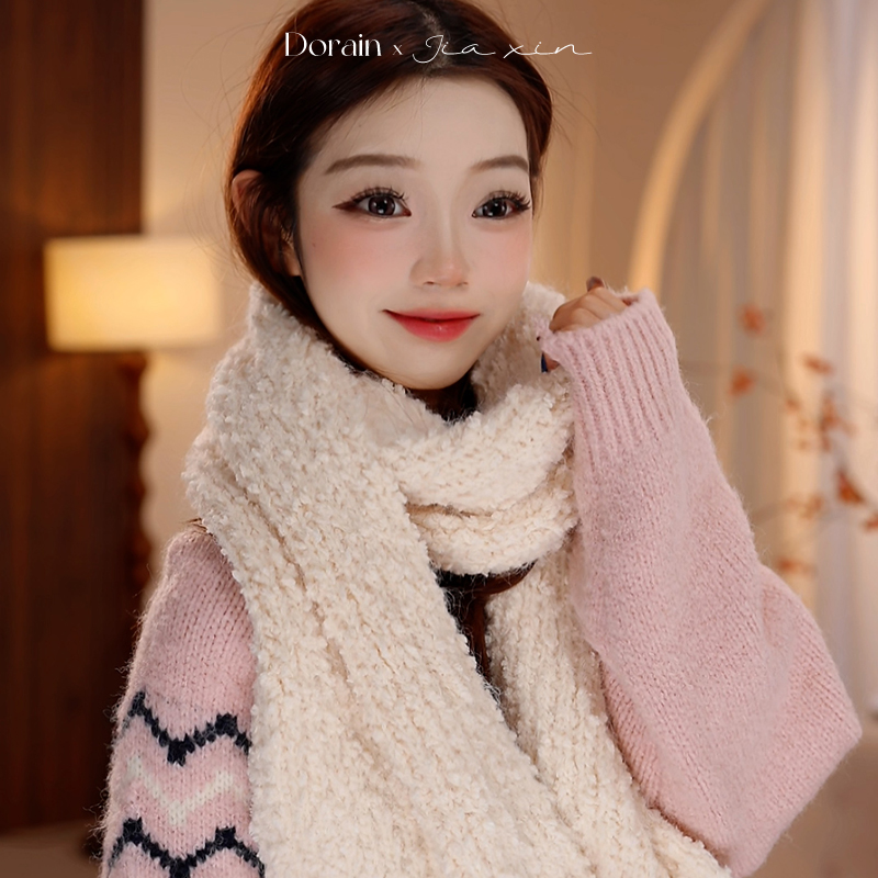 朵澜纯色围巾女士秋冬2025新款披肩白色高品质围脖氛围感学生百搭