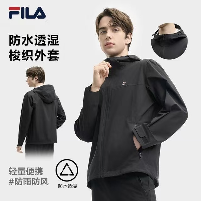 FILA斐乐男装【防水透湿连帽外套】25新款商务梭织休闲男款上衣