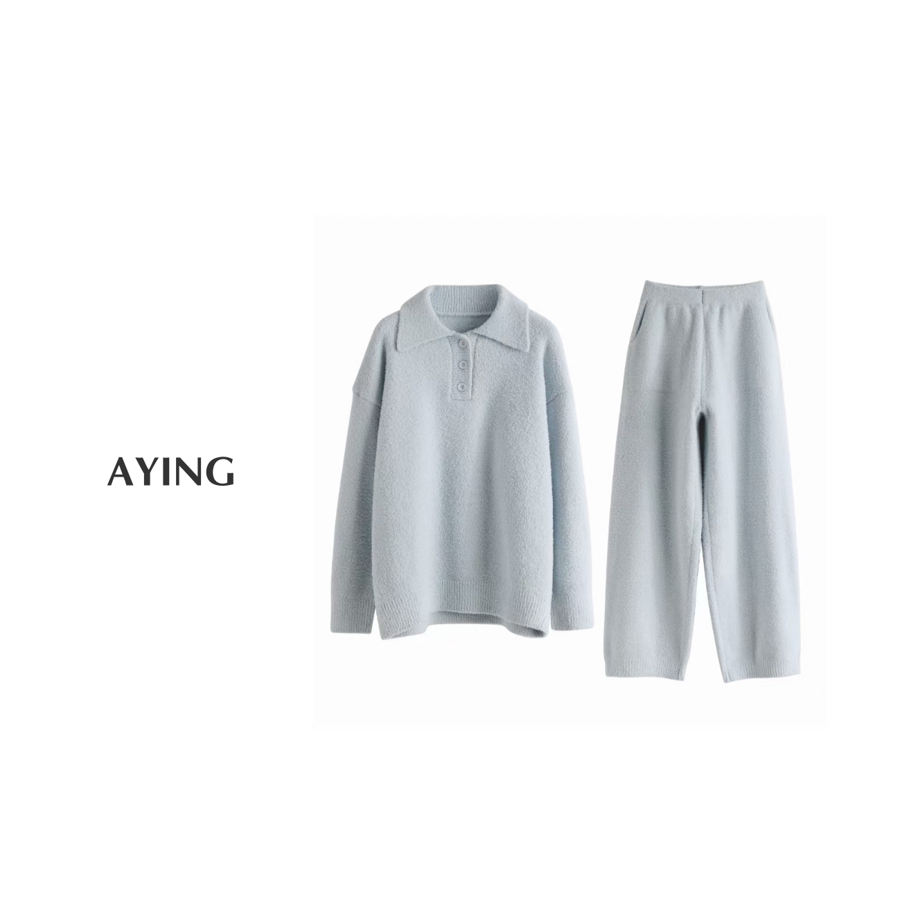 AYING   情侣秋冬   保暖加厚舒适毛绒居家套装上衣+裤子