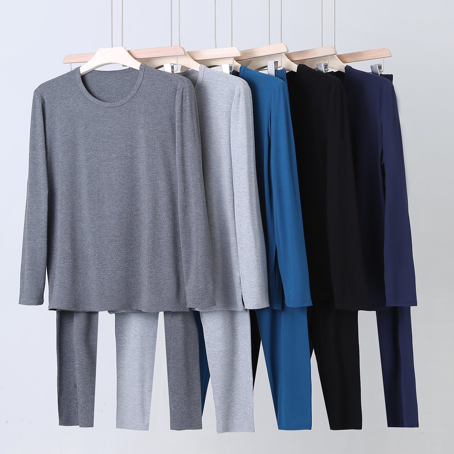 25男士莫代尔纯色薄款大码休闲宽松保暖打底秋衣秋裤  套装779