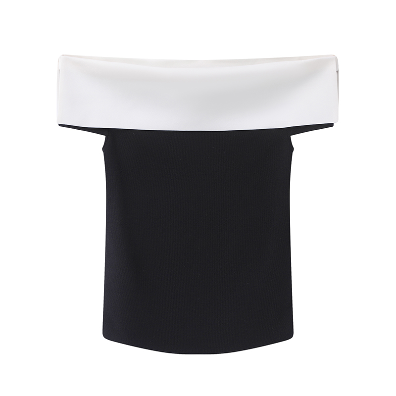 【艾家商场同款】2025夏季新款时尚一字肩针织衫百搭T恤女8104